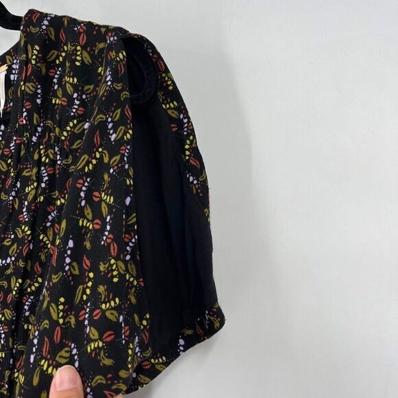 Free People Women's Meet Virginia Flora V-Neck Short Sleeve Romper Black Size 4 - Picture 9 of 12